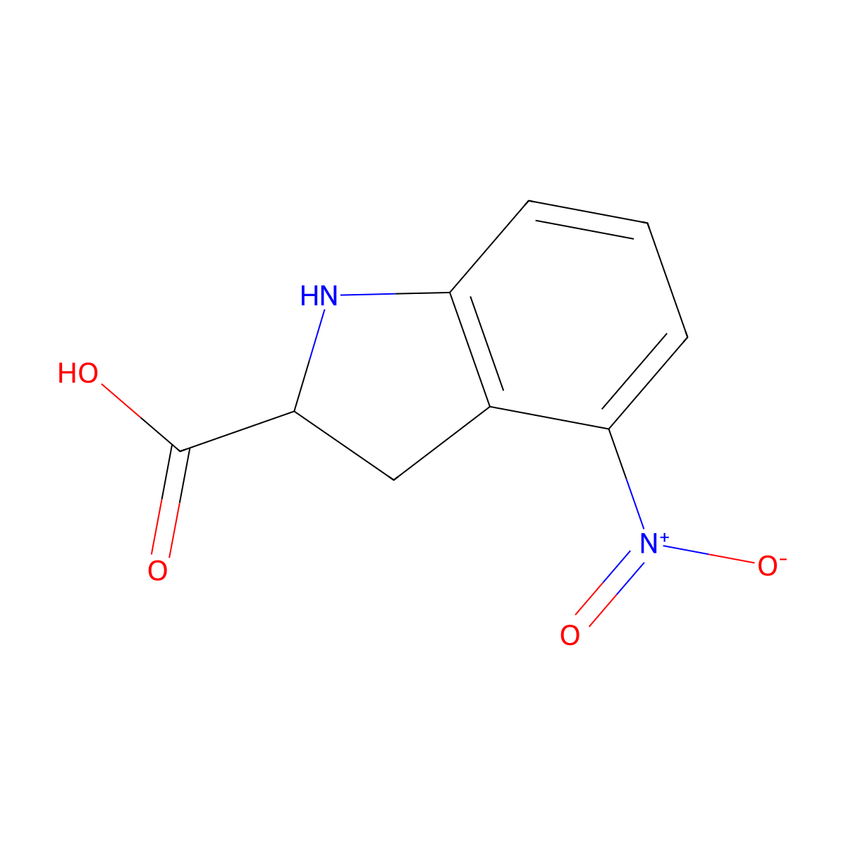 4-Nitro-2,3-dihydro-1H-indole-2-carboxylic acid molecular structure, CAS 1391006-19-1