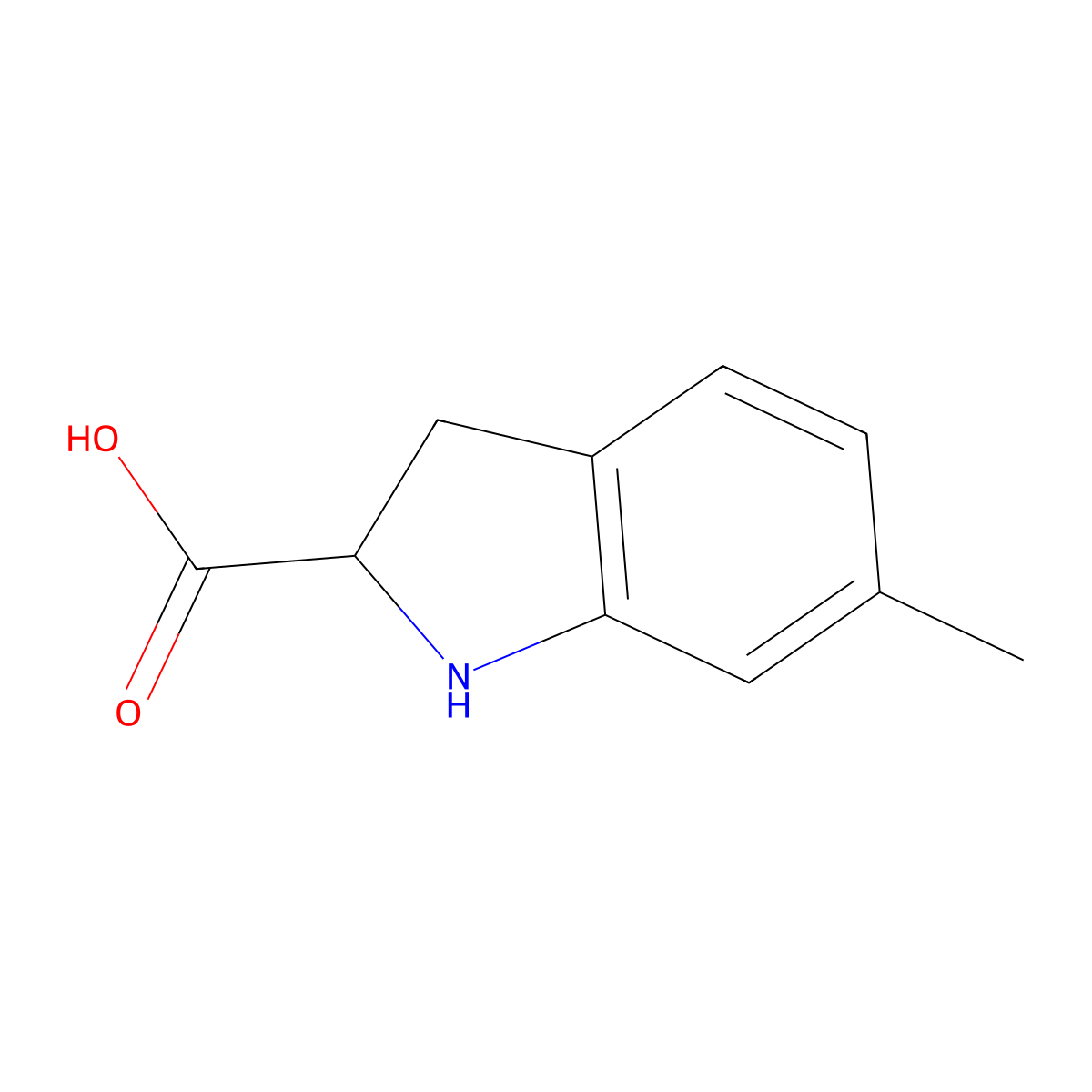 6-Methyl-2,3-dihydro-1H-indole-2-carboxylic acid molecular structure, CAS 1391007-01-4