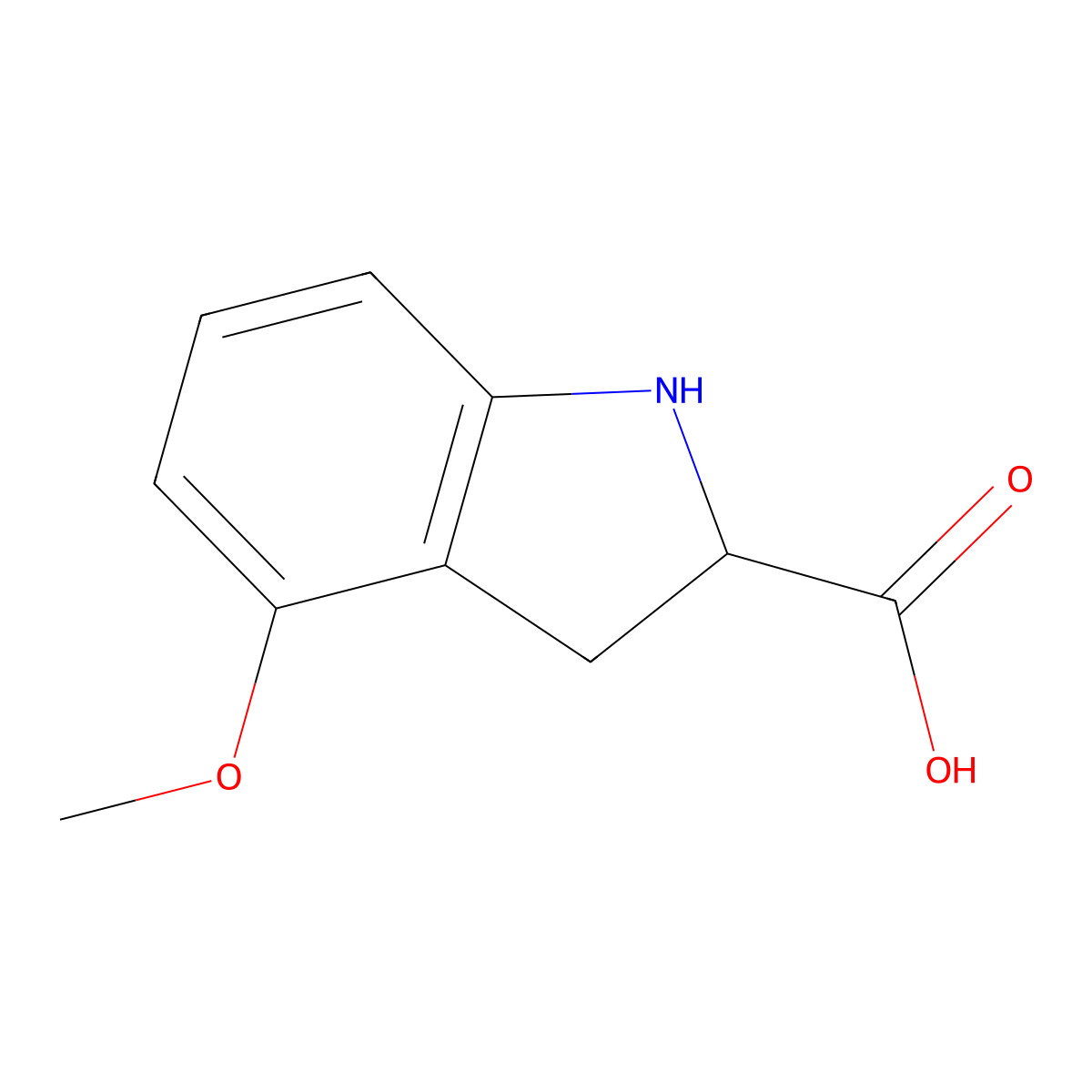 4-methoxy-2,3-dihydro-1H-indole-2-carboxylic acid molecular structure, CAS 1391009-35-0