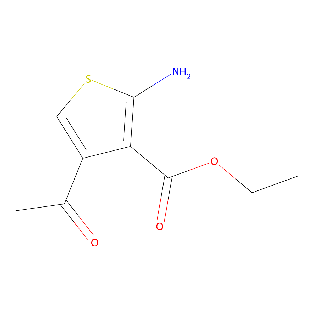 Ethyl 4-acetyl-2-aminothiophene-3-carboxylate molecular structure, CAS 1391029-90-5