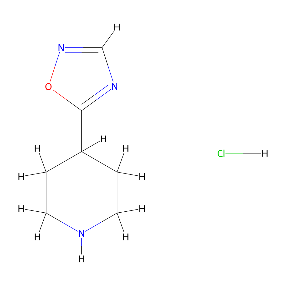 4-(1,2,4-Oxadiazol-5-yl)piperidine hydrochloride molecular structure, CAS 1391033-16-1
