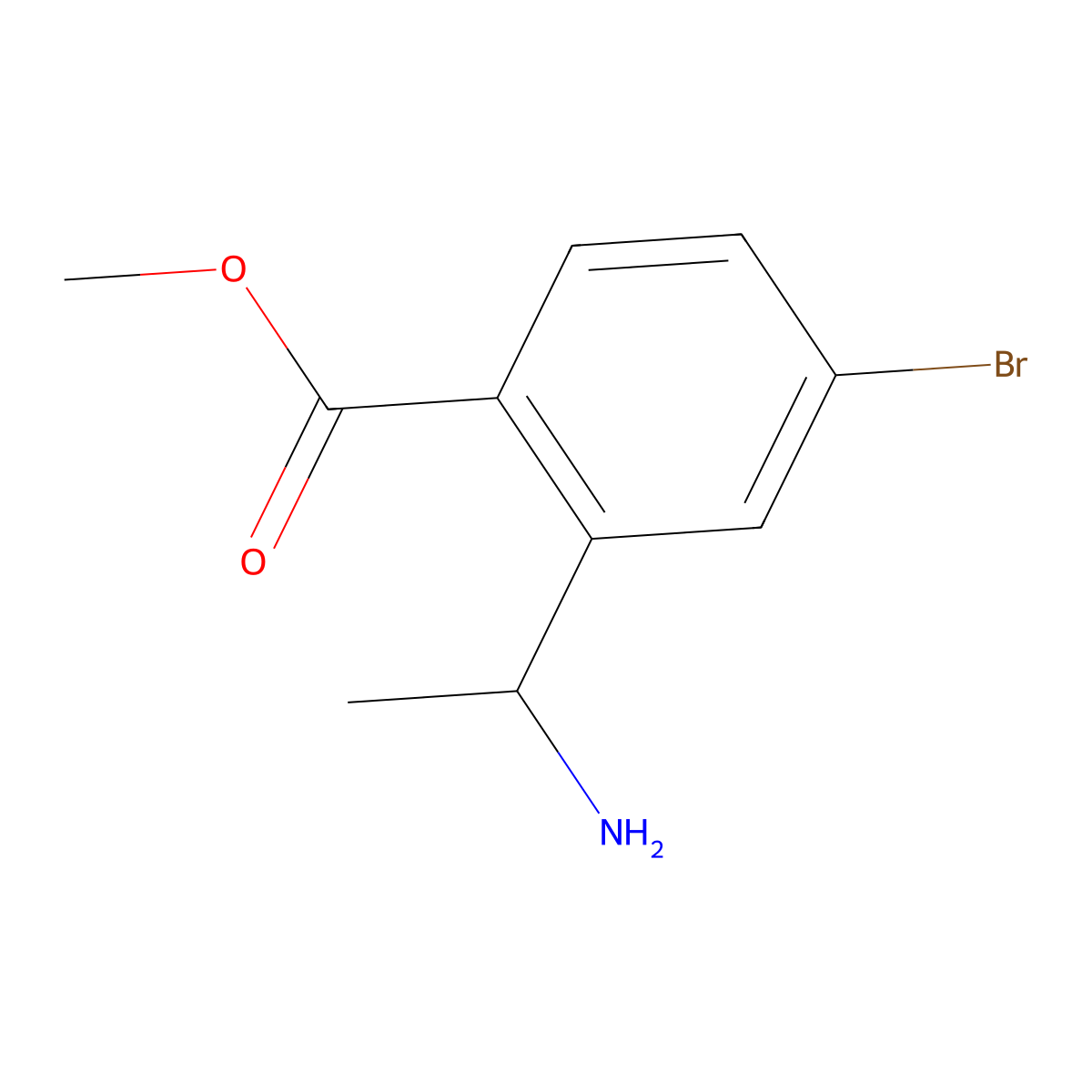 2-(1-Amino-ethyl)-4-bromo-benzoic acid methyl ester molecular structure, CAS 1391040-24-6