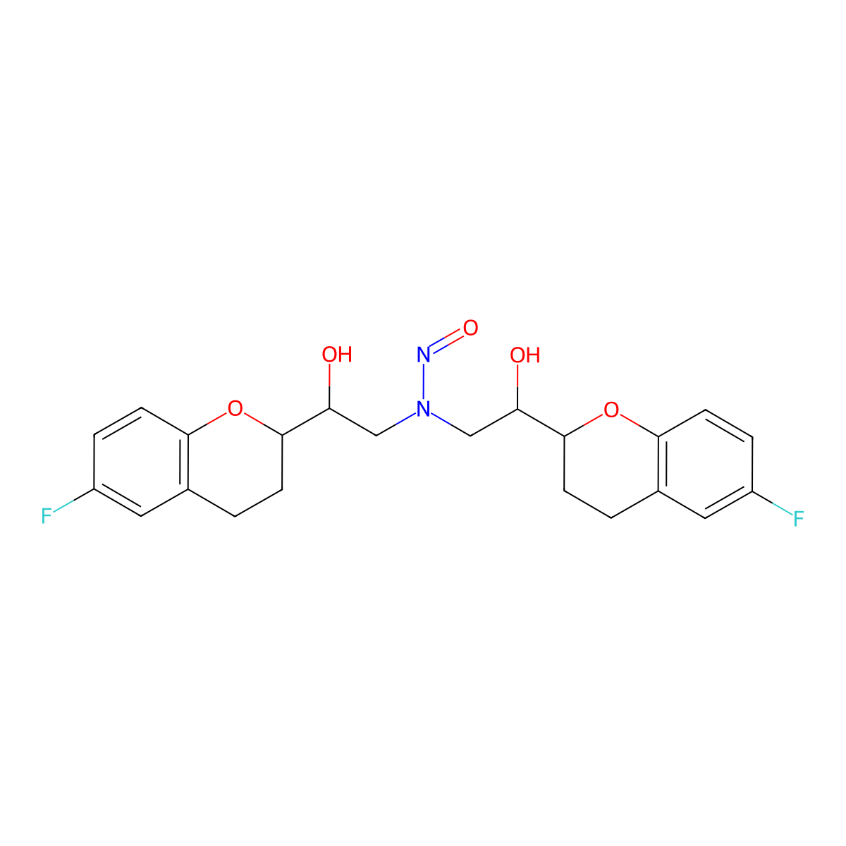 N,N-Bis(2-(6-fluorochroman-2-yl)-2-hydroxyethyl)nitrous amide molecular structure, CAS 1391051-68-5