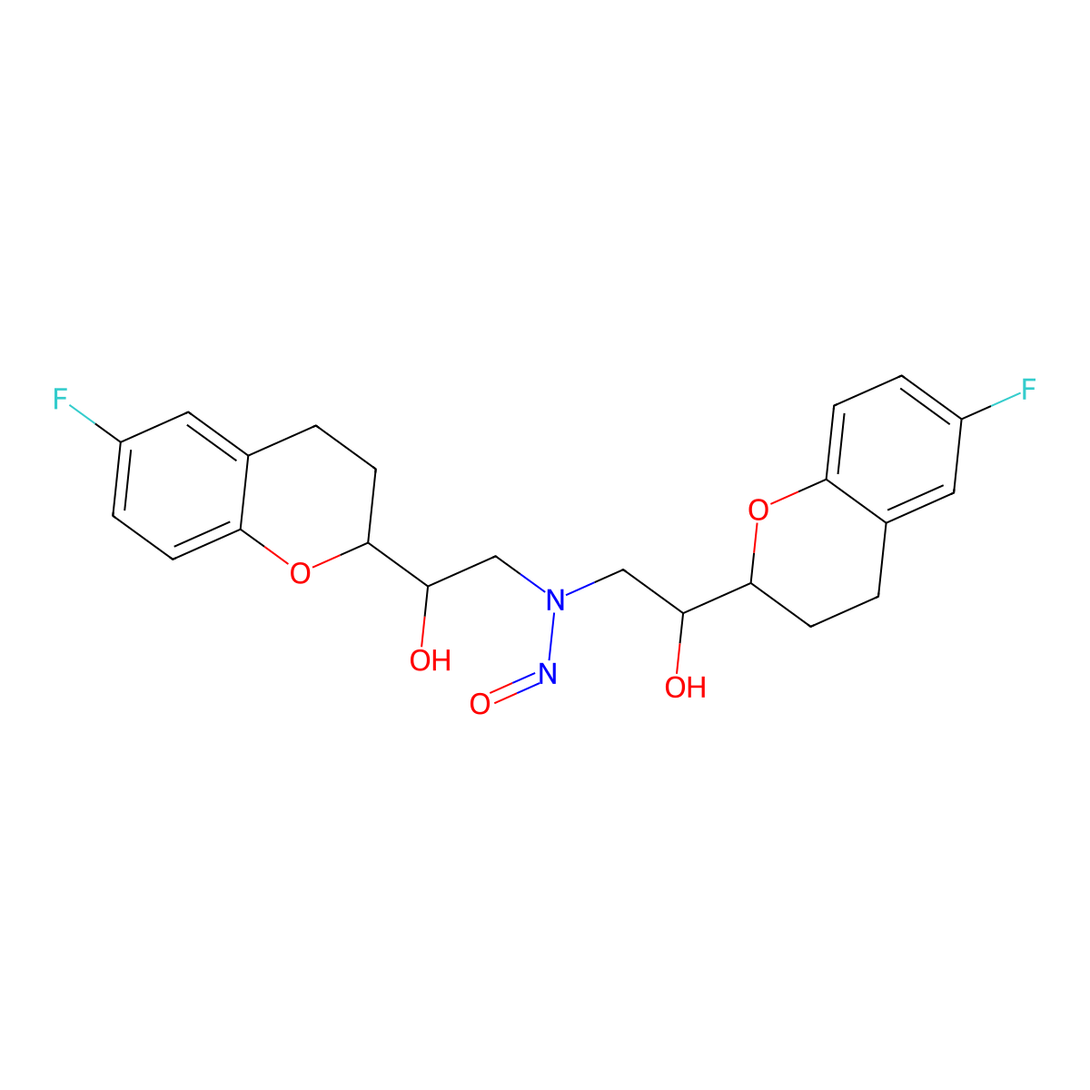 N,N-Bis(2-(6-fluorochroman-2-yl)-2-hydroxyethyl)nitrous amide molecular structure, CAS 1391051-68-5