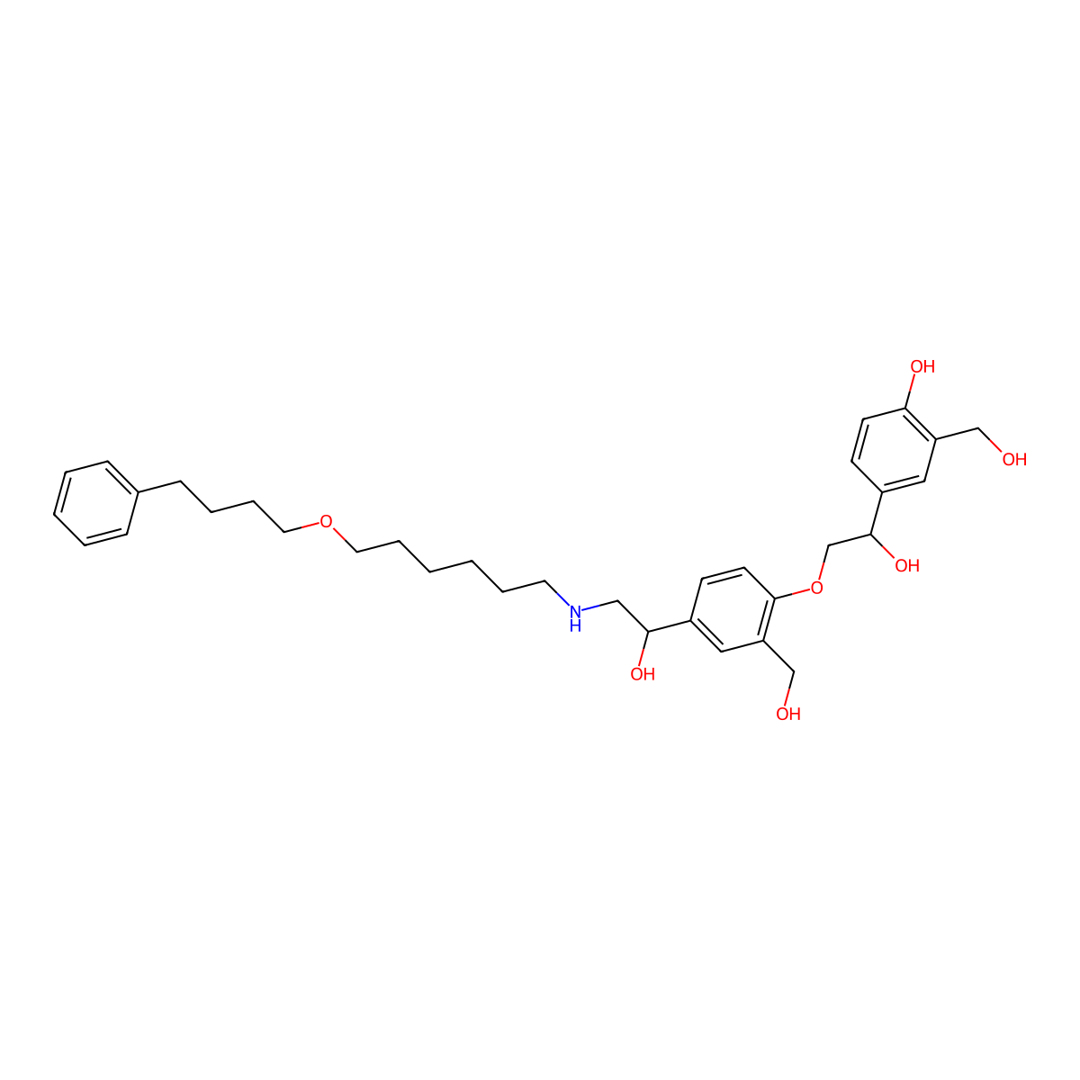 4-O-(2-Hydroxy-2-(4-hydroxy-3-(hydroxymethyl)phenyl)ethyl) salmeterol molecular structure, CAS 1391052-04-2