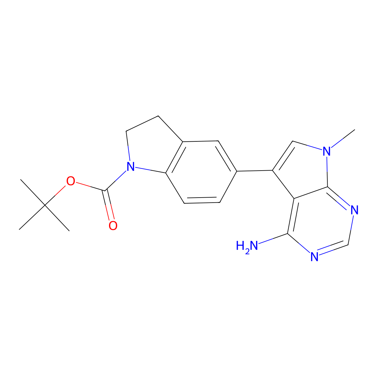 5-(1-tert-Butyloxycarbonyl-2,3-dihydro-1H-indol-5-yl)-7-methyl-7H-pyrrolo[2,3-d]pyrimidin-4-amine molecular structure, CAS 1391053-27-2