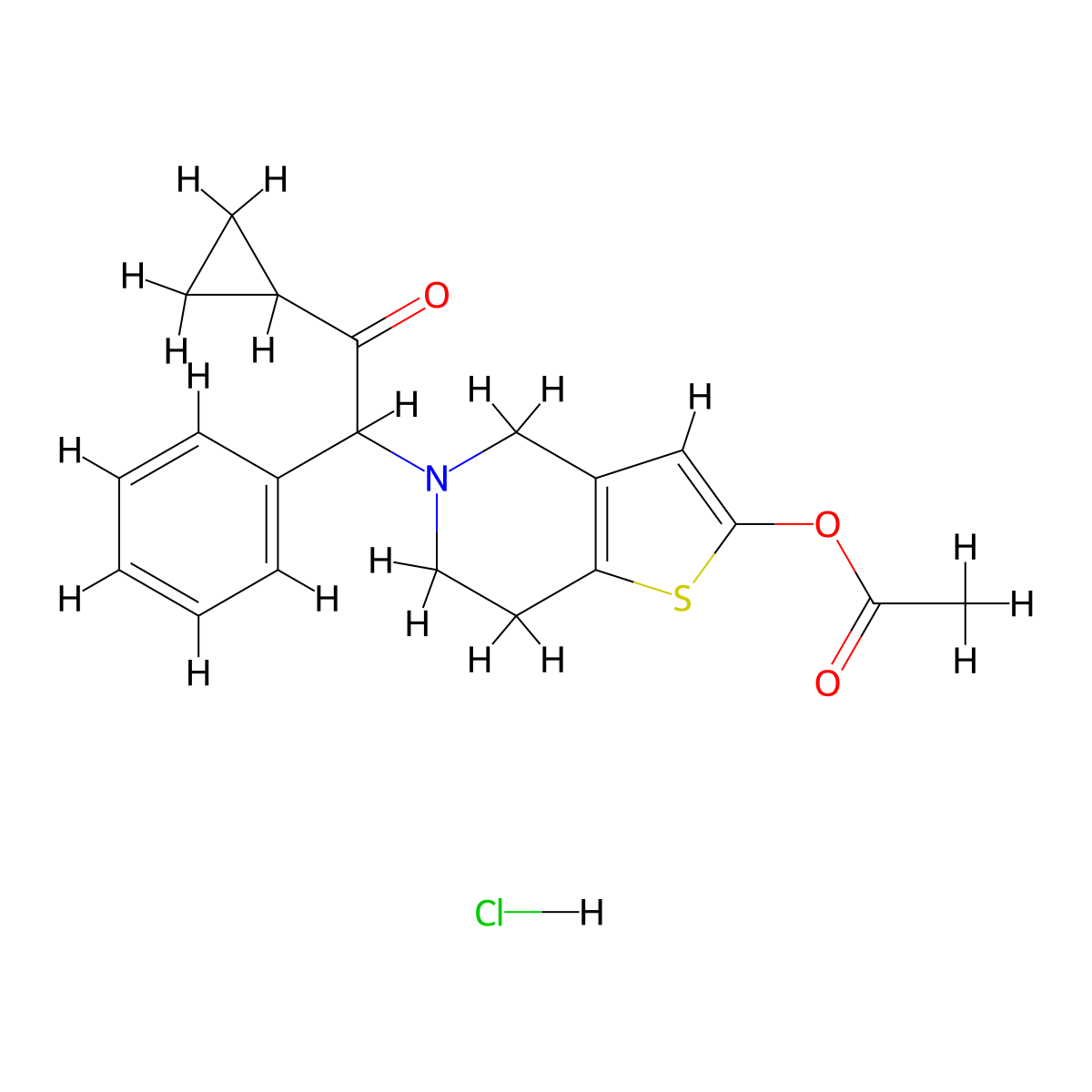 Defluoro Prasugrel Hydrochloride molecular structure, CAS 1391053-53-4