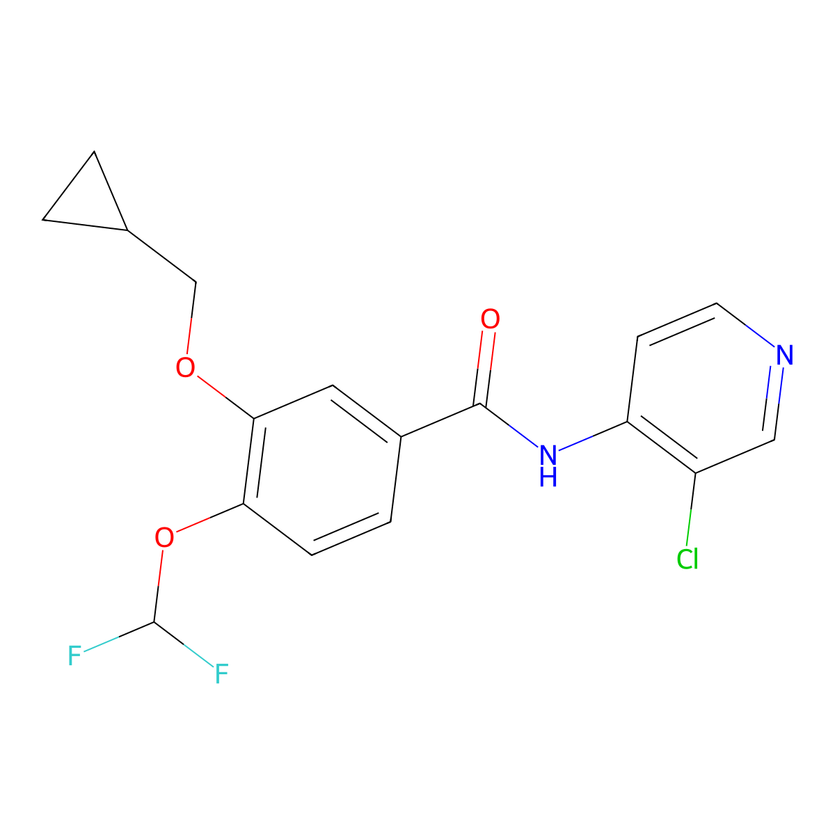 N-(3-Chloropyridin-4-yl)-3-(cyclopropylmethoxy)-4-(difluoromethoxy)benzamide molecular structure, CAS 1391053-75-0