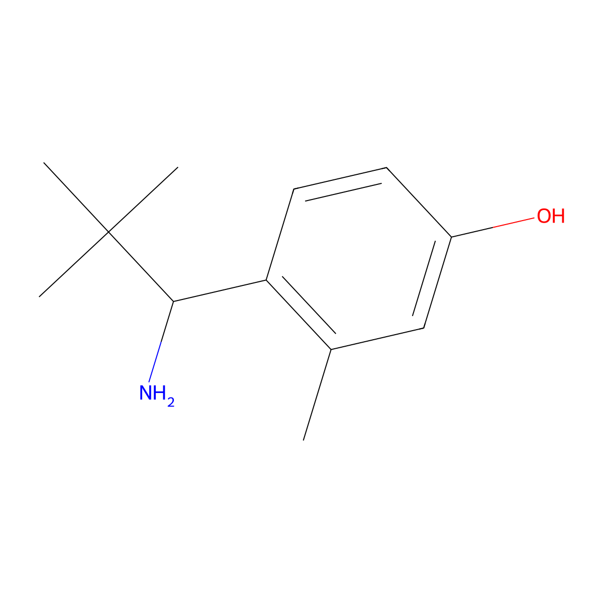 4-(1-Amino-2,2-dimethylpropyl)-3-methylphenol molecular structure, CAS 1391059-82-7