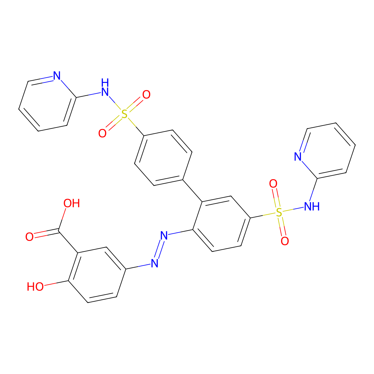 5-(2-(4',5-Bis(pyridin-2-ylsulfamoyl)biphenyl-2-yl)diazenyl)-2-hydroxybenzoic acid molecular structure, CAS 1391062-37-5