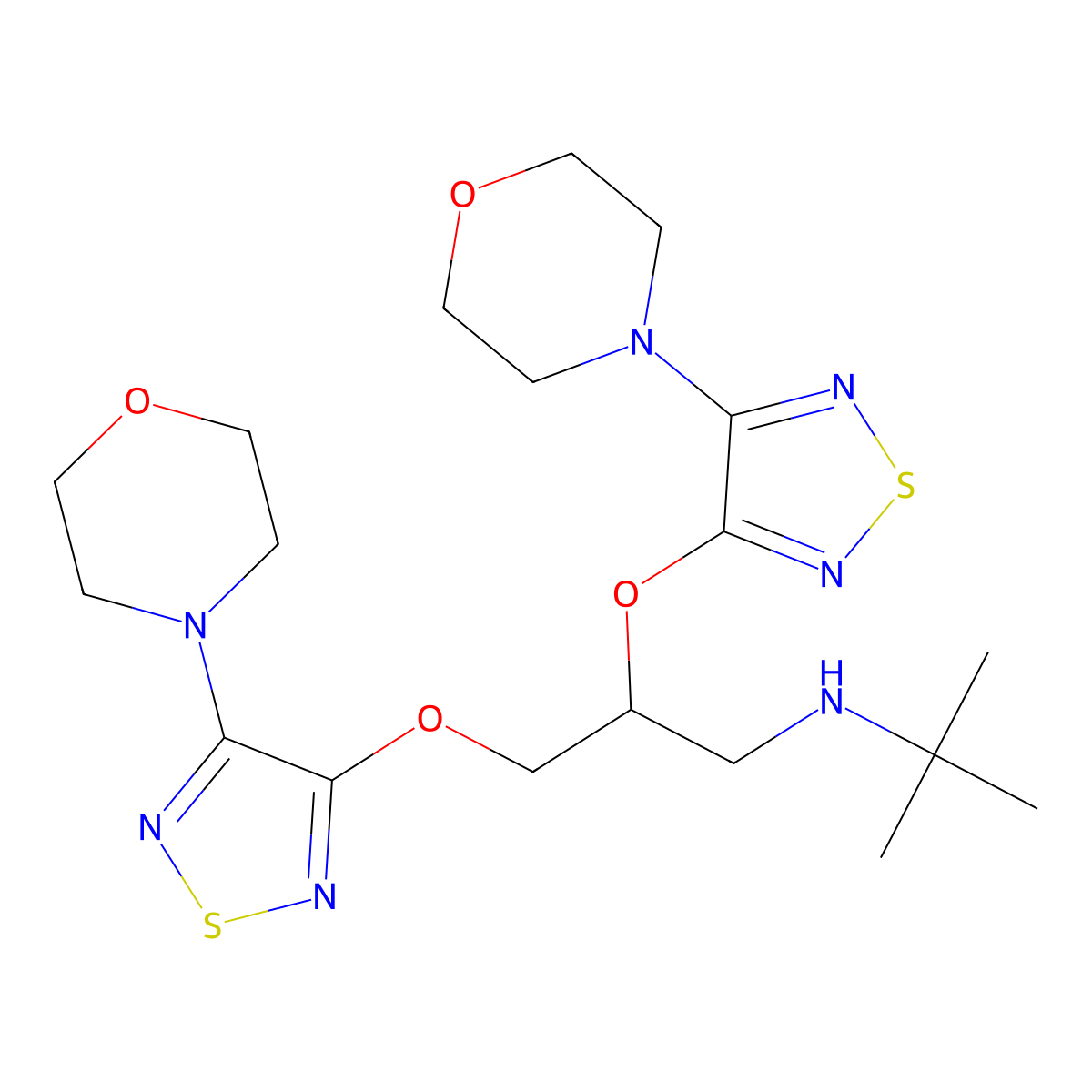 3-((1,1-Dimethylethyl)amino)-2-((4-(morpholin-4-yl)-1,2,5-thiadiazol-3-yl)oxy)propan-1-ol, (2S)- molecular structure, CAS 1391068-18-0