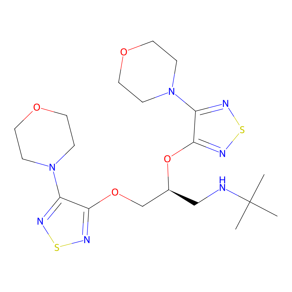 3-((1,1-Dimethylethyl)amino)-2-((4-(morpholin-4-yl)-1,2,5-thiadiazol-3-yl)oxy)propan-1-ol, (2S)- molecular structure, CAS 1391068-18-0
