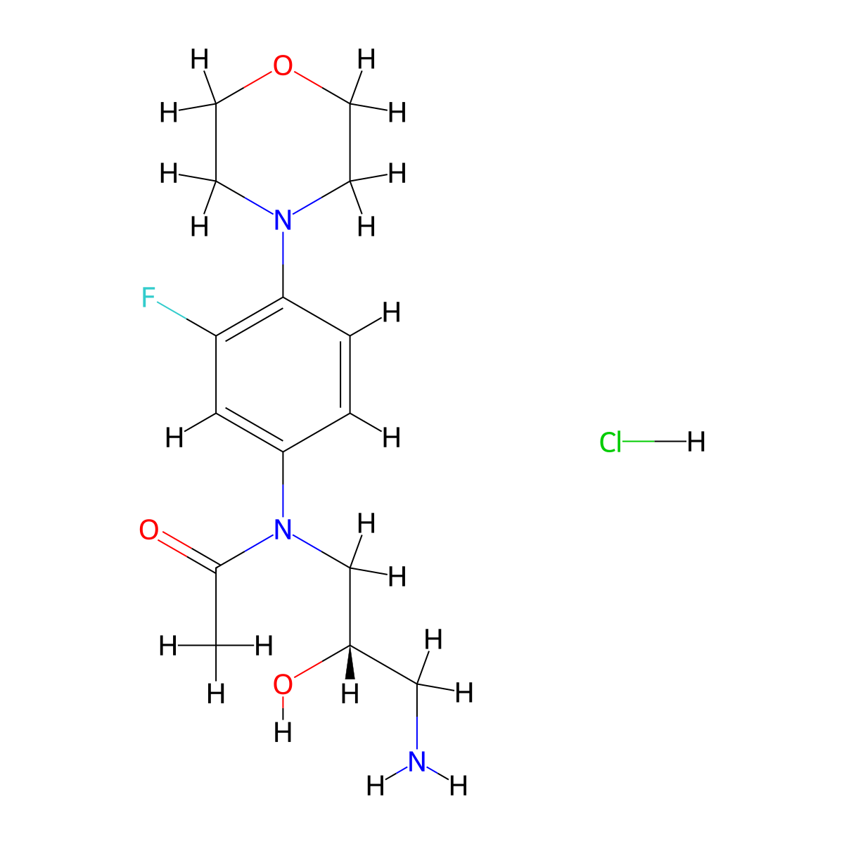 N-[(2S)-3-Amino-2-hydroxypropyl]-N-[3-fluoro-4-(4-morpholinyl)phenyl]acetamide Hydrochloride molecular structure, CAS 1391068-25-9
