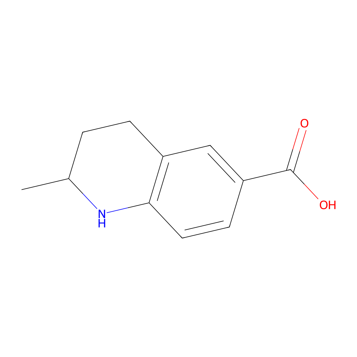 2-Methyl-1,2,3,4-tetrahydroquinoline-6-carboxylic acid molecular structure, CAS 1391072-58-4