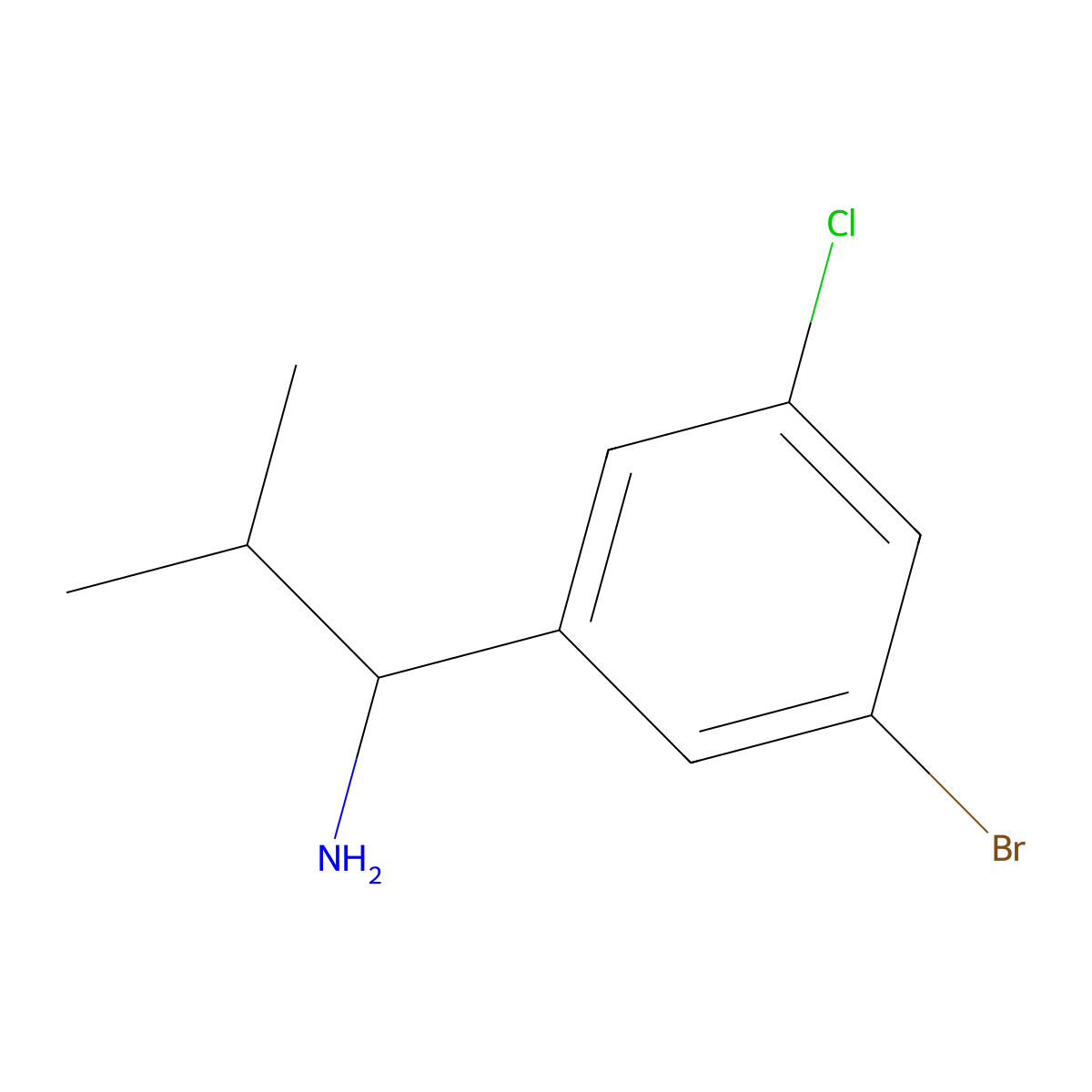 1-(3-Bromo-5-chlorophenyl)-2-methylpropan-1-amine molecular structure, CAS 1391072-72-2