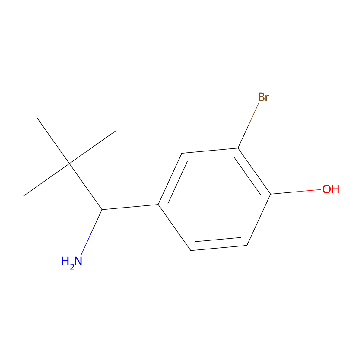 4-(1-Amino-2,2-dimethylpropyl)-2-bromophenol molecular structure, CAS 1391074-20-6