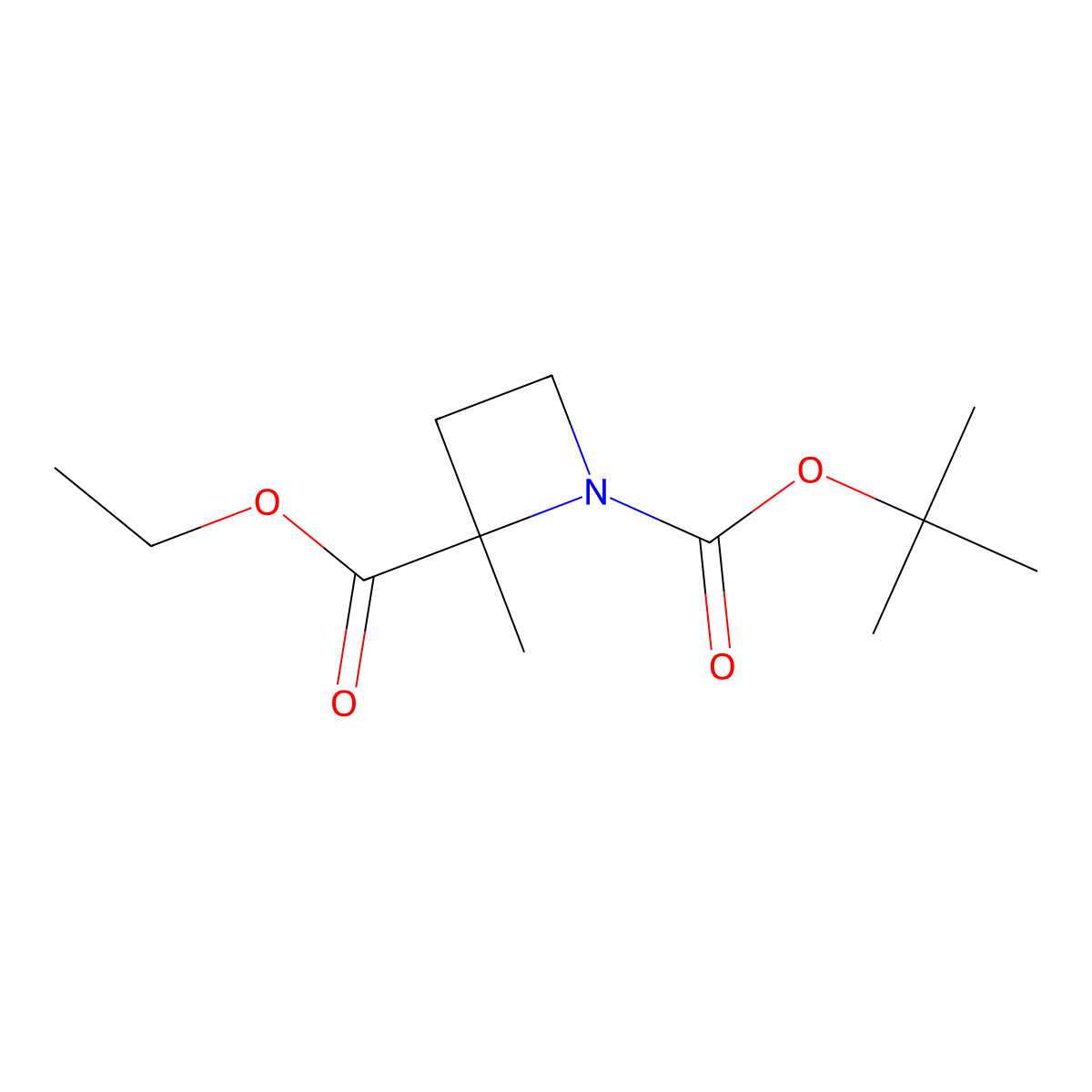 1-Tert-butyl 2-ethyl 2-methylazetidine-1,2-dicarboxylate molecular structure, CAS 1391077-73-8