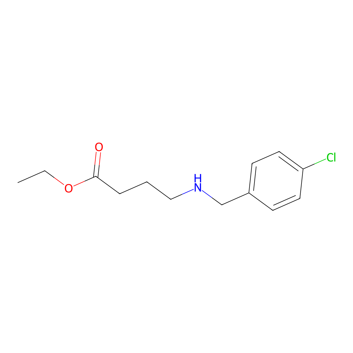 Ethyl 4-{[(4-chlorophenyl)methyl]amino}butanoate molecular structure, CAS 1391078-34-4
