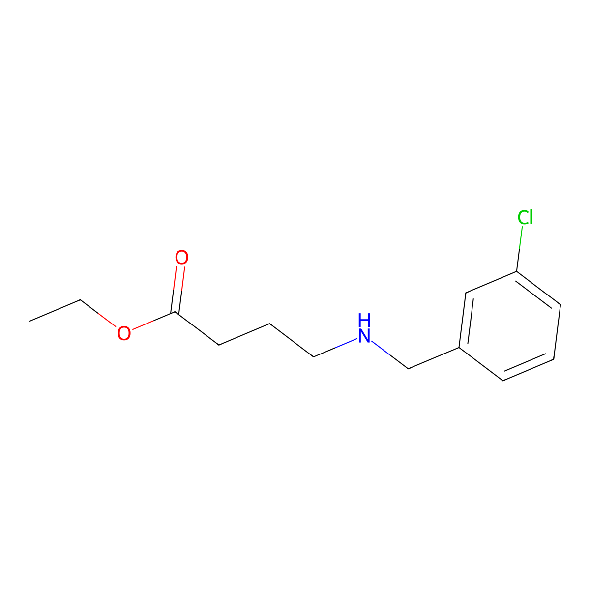 Ethyl 4-{[(3-chlorophenyl)methyl]amino}butanoate molecular structure, CAS 1391078-47-9