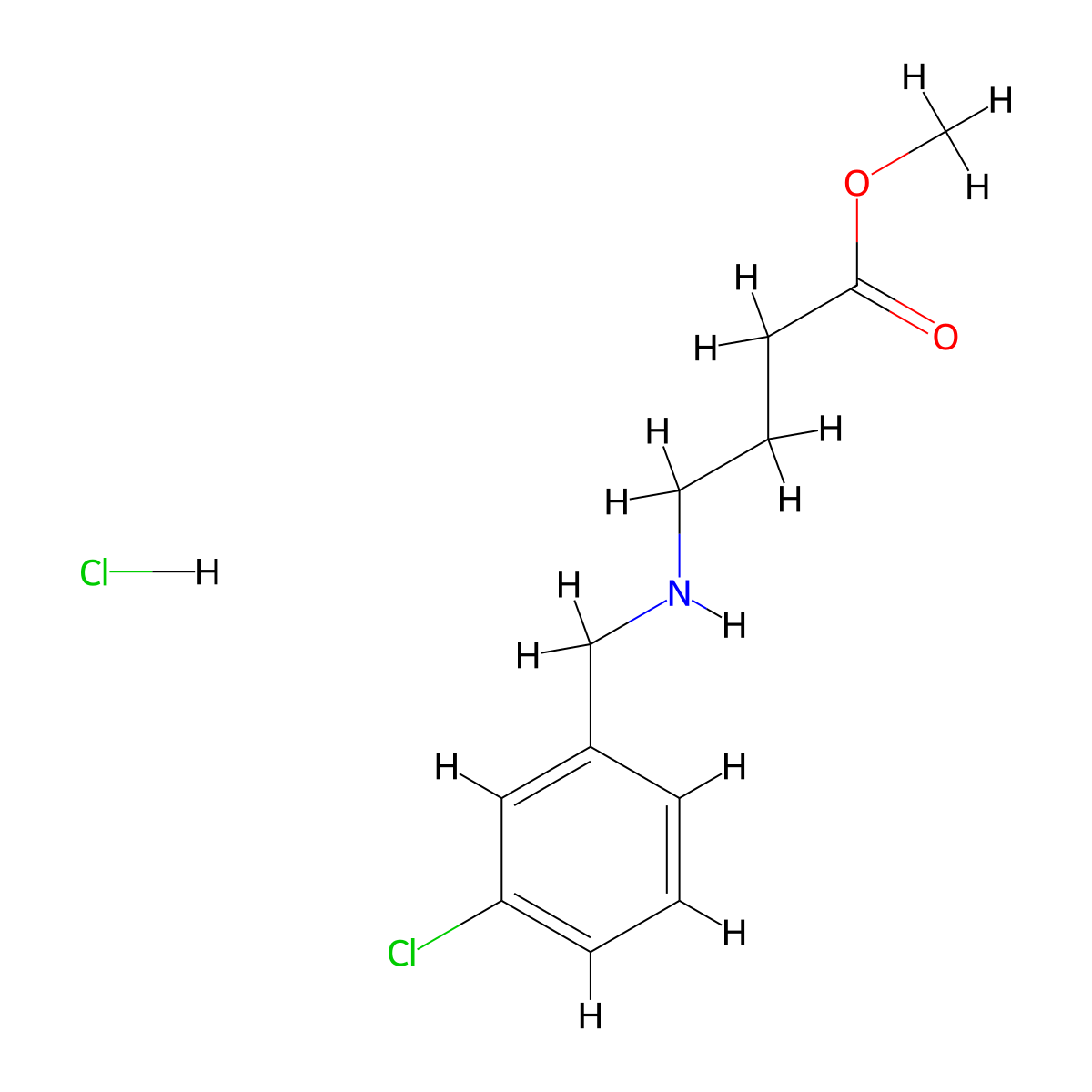 Methyl 4-((3-chlorobenzyl)amino)butanoate hydrochloride molecular structure, CAS 1391080-08-2