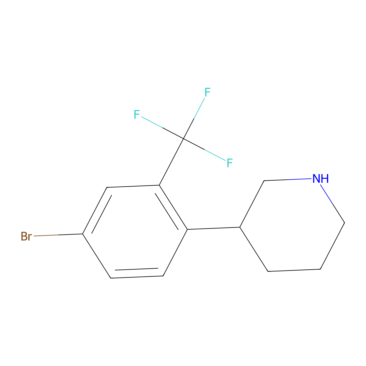3-(4-Bromo-2-(trifluoromethyl)phenyl)piperidine molecular structure, CAS 1391081-75-6