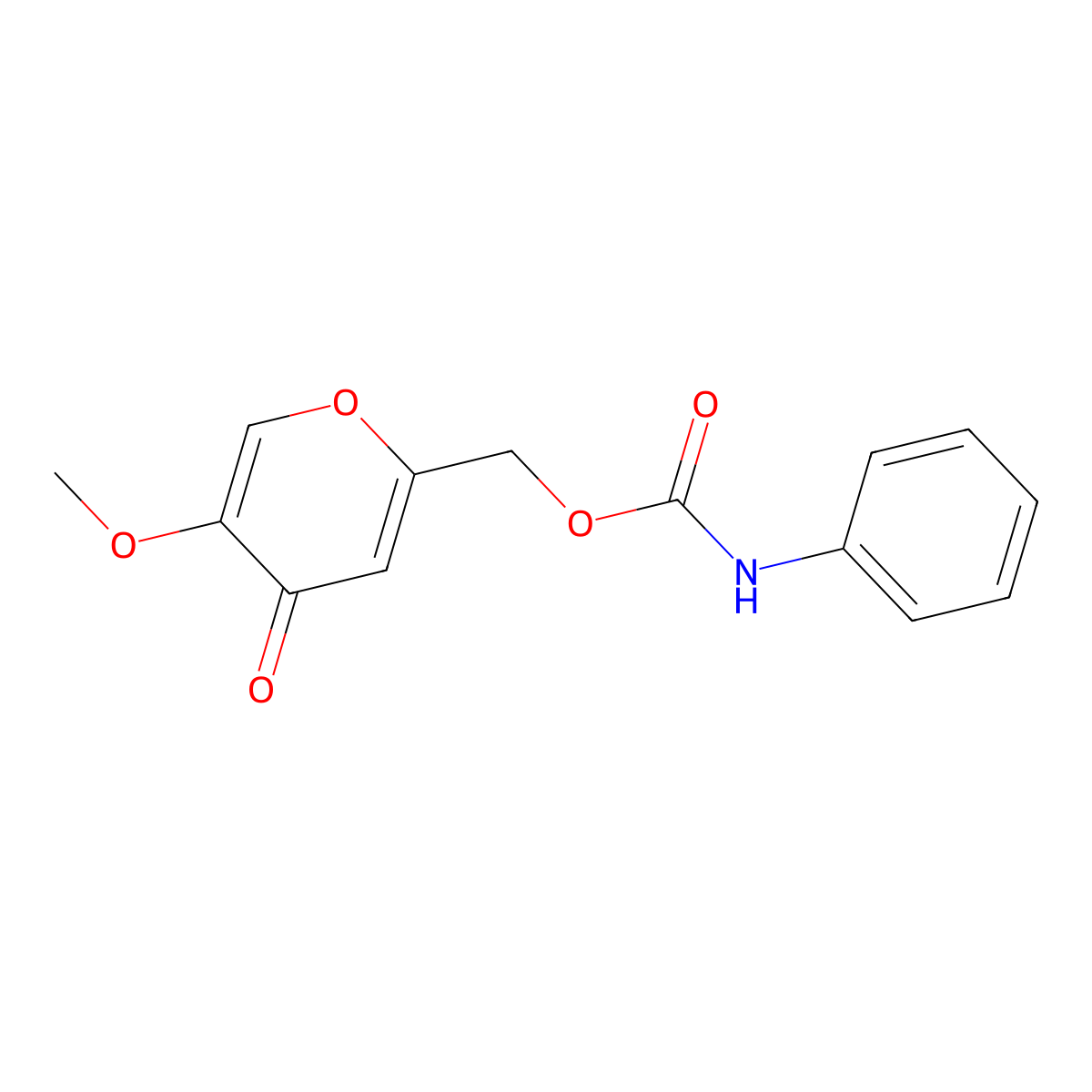 (5-Methoxy-4-oxo-4H-pyran-2-yl)methyl phenylcarbamate molecular structure, CAS 139109-13-0