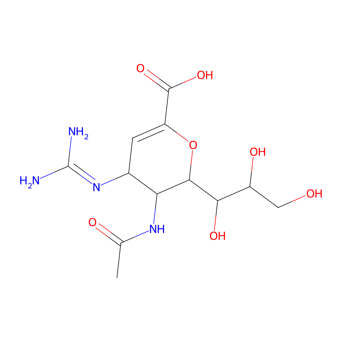 Zanamivir molecular structure, CAS 139110-80-8