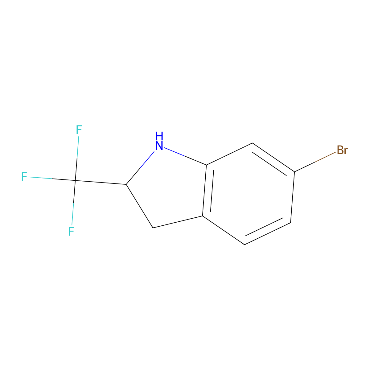 6-bromo-2-(trifluoromethyl)-2,3-dihydro-1H-indole molecular structure, CAS 1391119-36-0