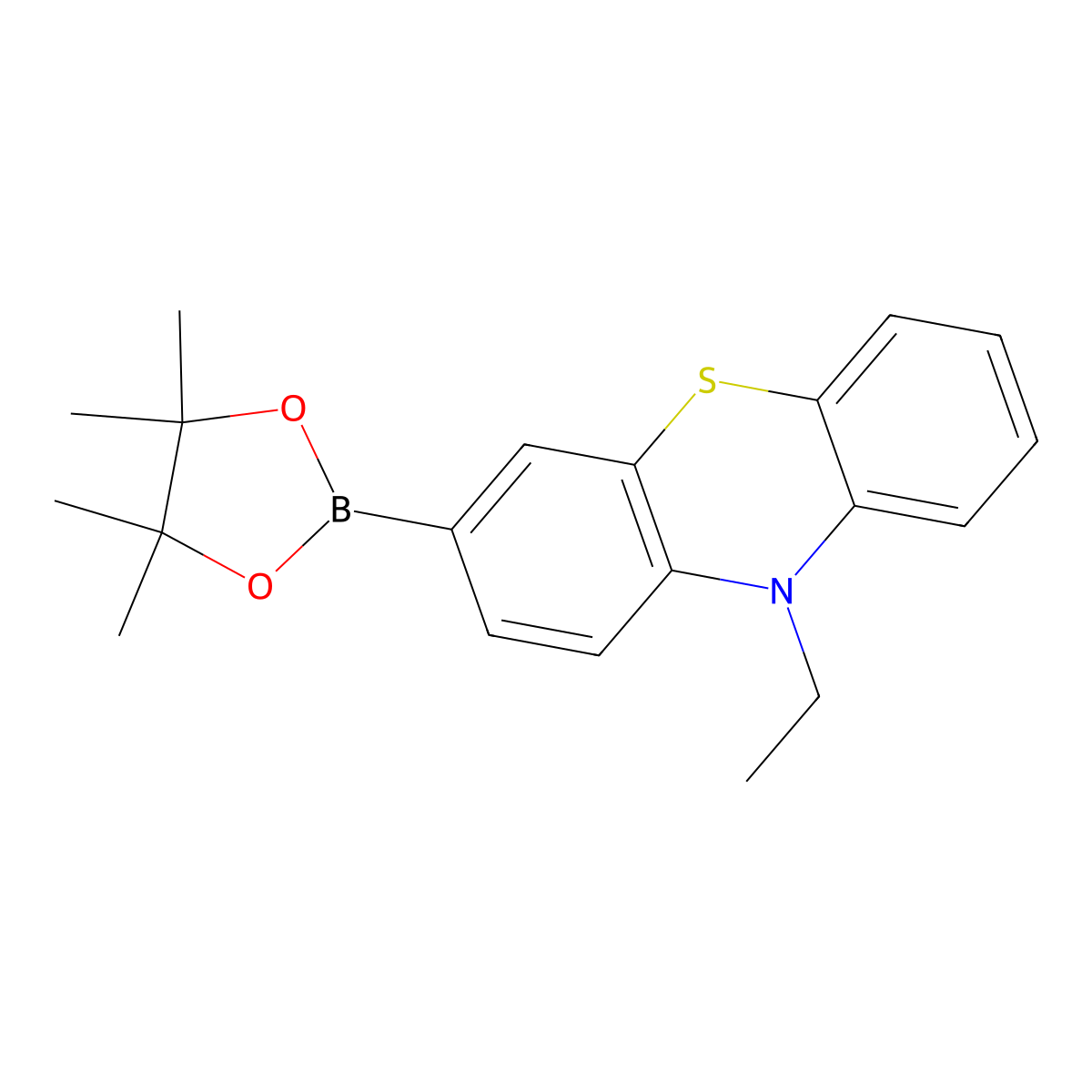 10-Ethyl-3-(4,4,5,5-tetramethyl-1,3,2-dioxaborolan-2-yl)-10H-phenothiazine molecular structure, CAS 1391138-78-5