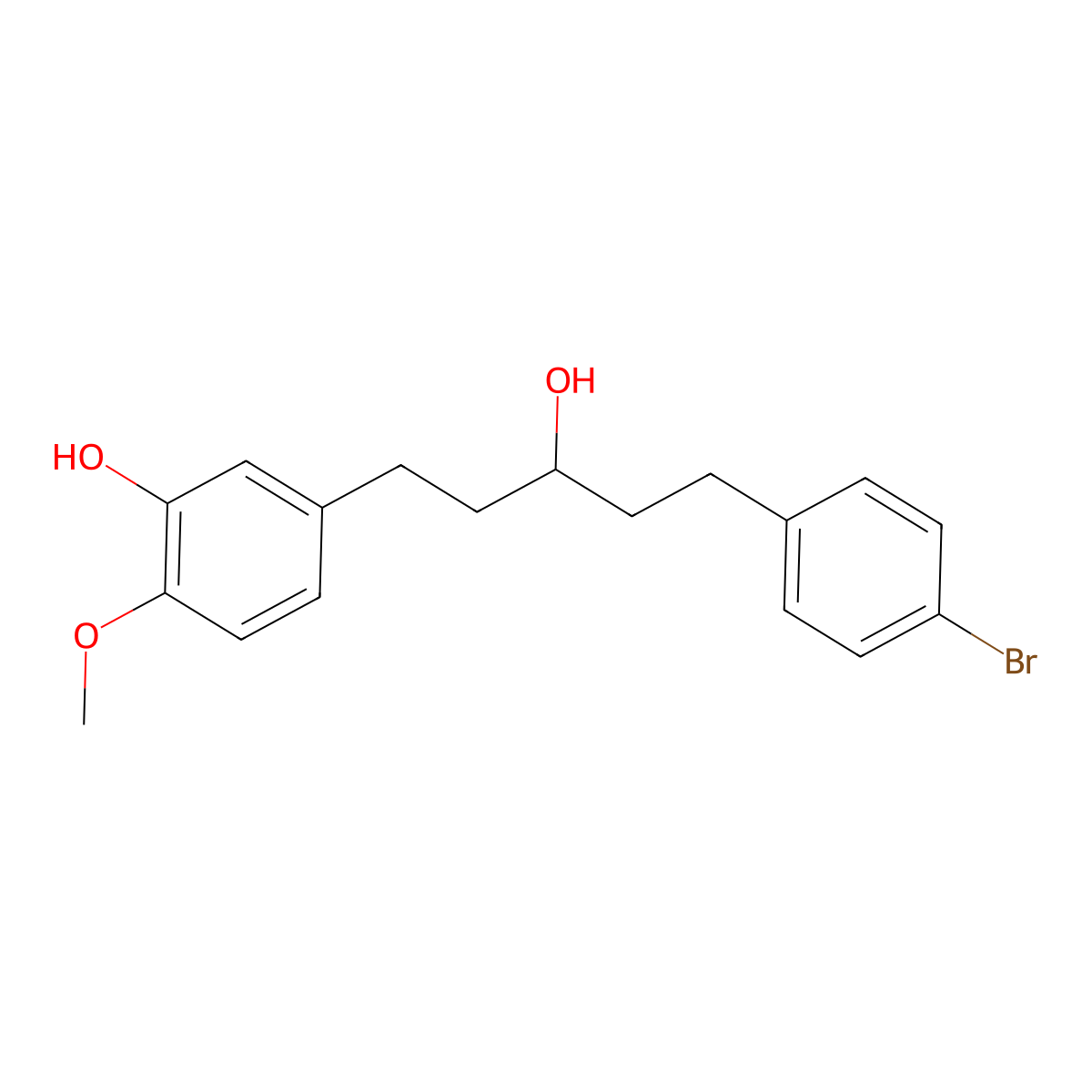 5-(5-(4-Bromophenyl)-3-hydroxypentyl)-2-methoxyphenol molecular structure, CAS 1391150-58-5