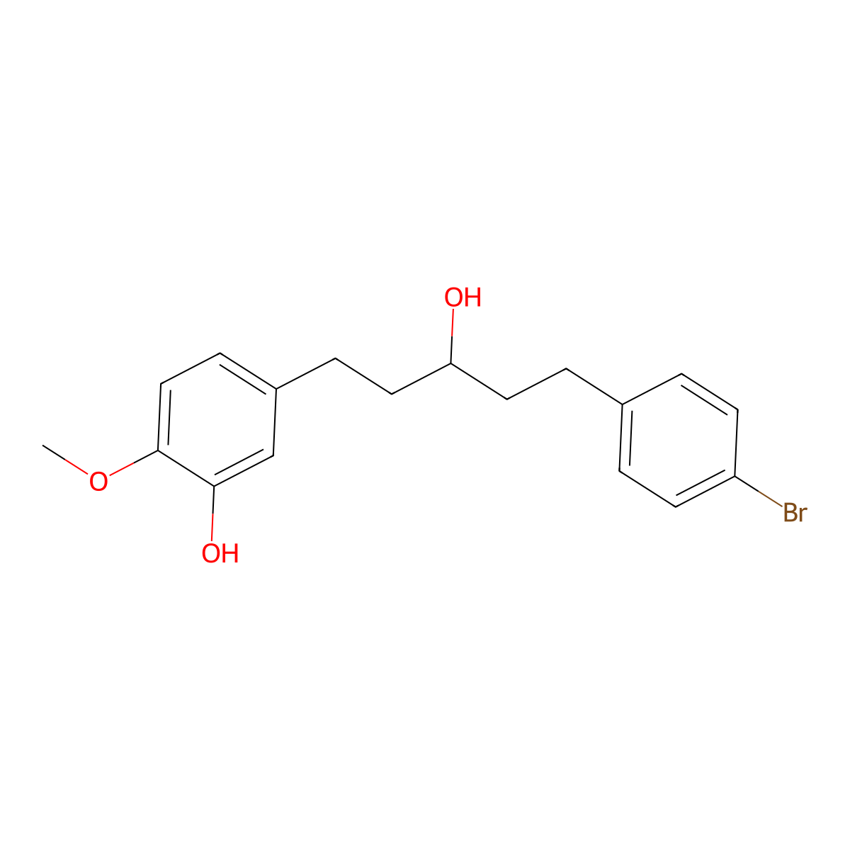 5-(5-(4-Bromophenyl)-3-hydroxypentyl)-2-methoxyphenol molecular structure, CAS 1391150-58-5