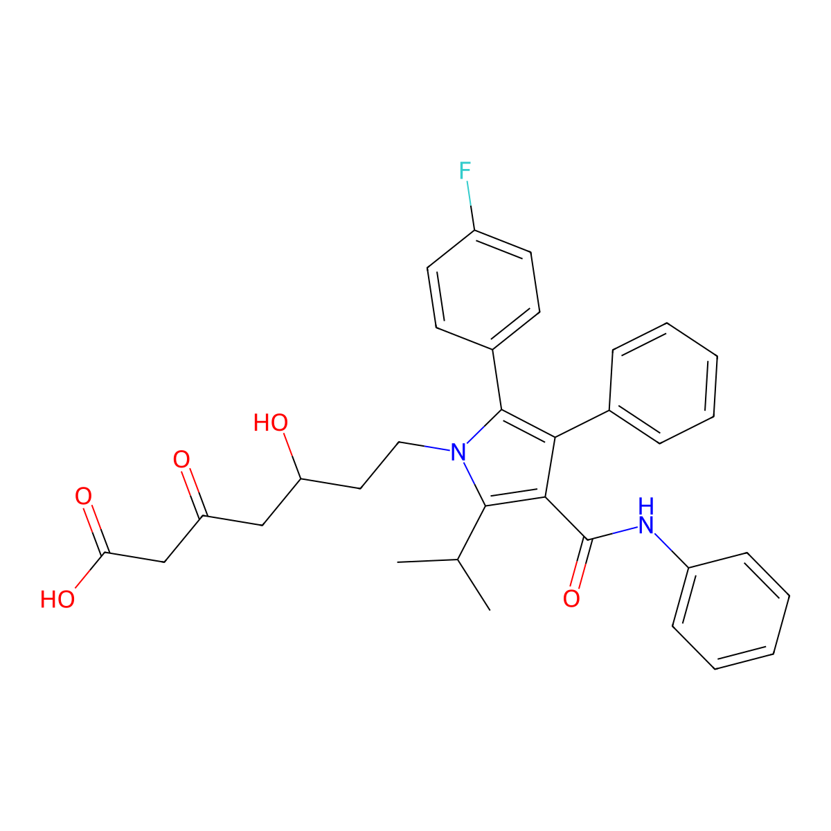 2-(4-Fluorophenyl)-delta-hydroxy-5-(1-methylethyl)-beta-oxo-3-phenyl-4-[(phenylamino)carbonyl]-1H-pyrrole-1-heptanoic Acid molecular structure, CAS 1391194-36-7