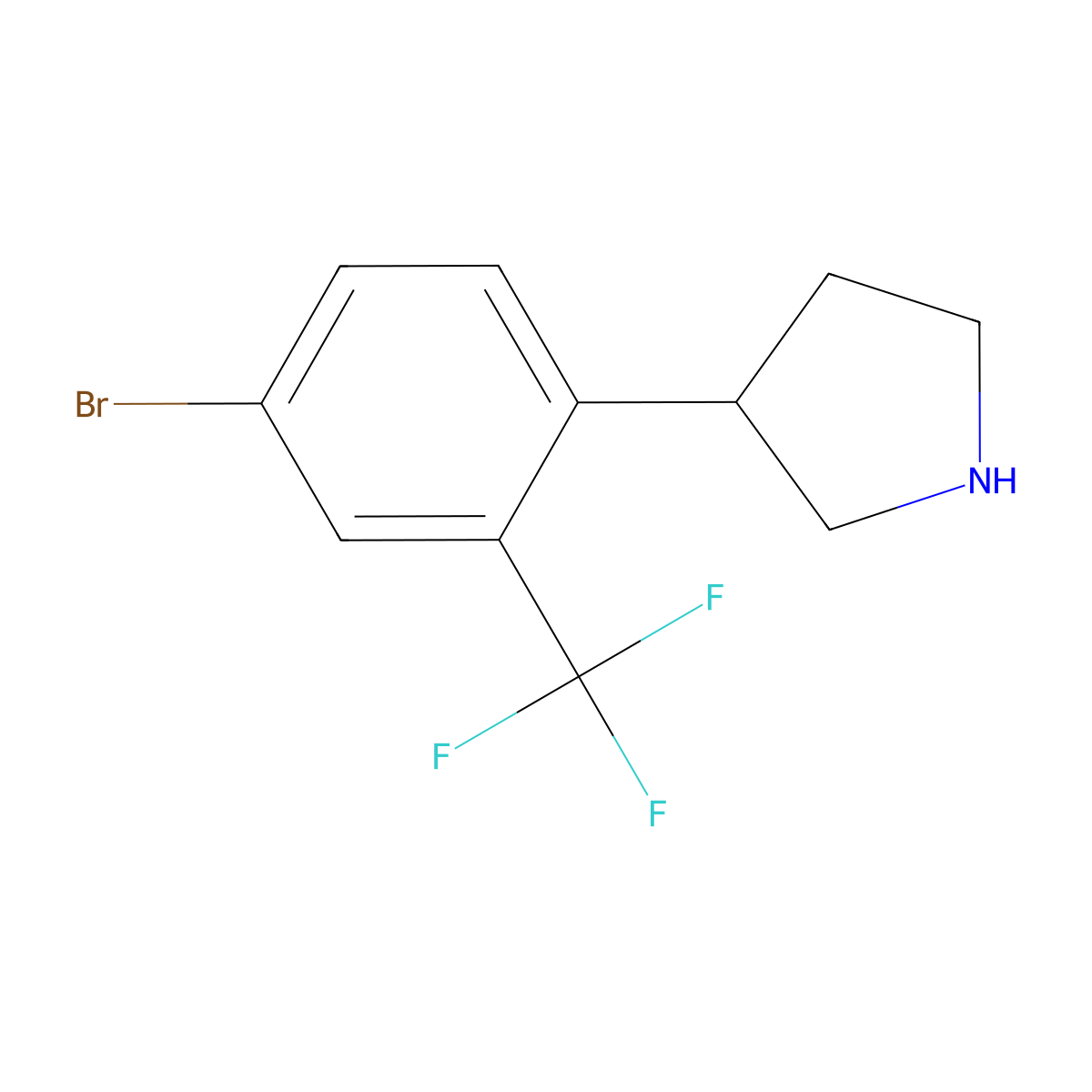 3-(4-Bromo-2-(trifluoromethyl)phenyl)pyrrolidine molecular structure, CAS 1391196-16-9