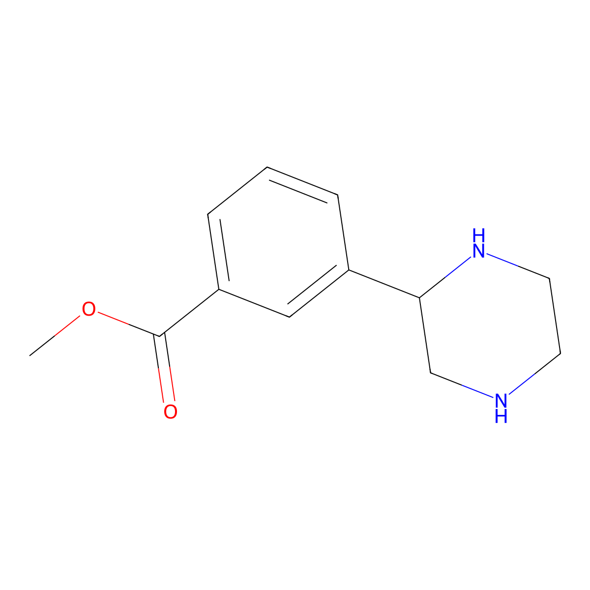 Methyl 3-(piperazin-2-yl)benzoate molecular structure, CAS 1391199-36-2