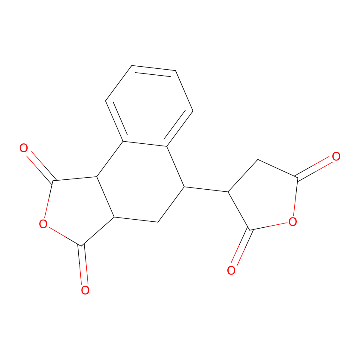 Naphtho[1,2-c]furan-1,3-dione, 3a,4,5,9b-tetrahydro-5-(tetrahydro-2,5-dioxo-3-furanyl)- molecular structure, CAS 13912-65-7