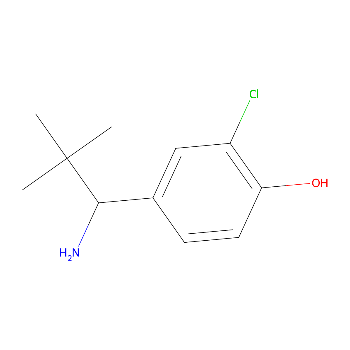 4-(1-Amino-2,2-dimethylpropyl)-2-chlorophenol molecular structure, CAS 1391204-60-6