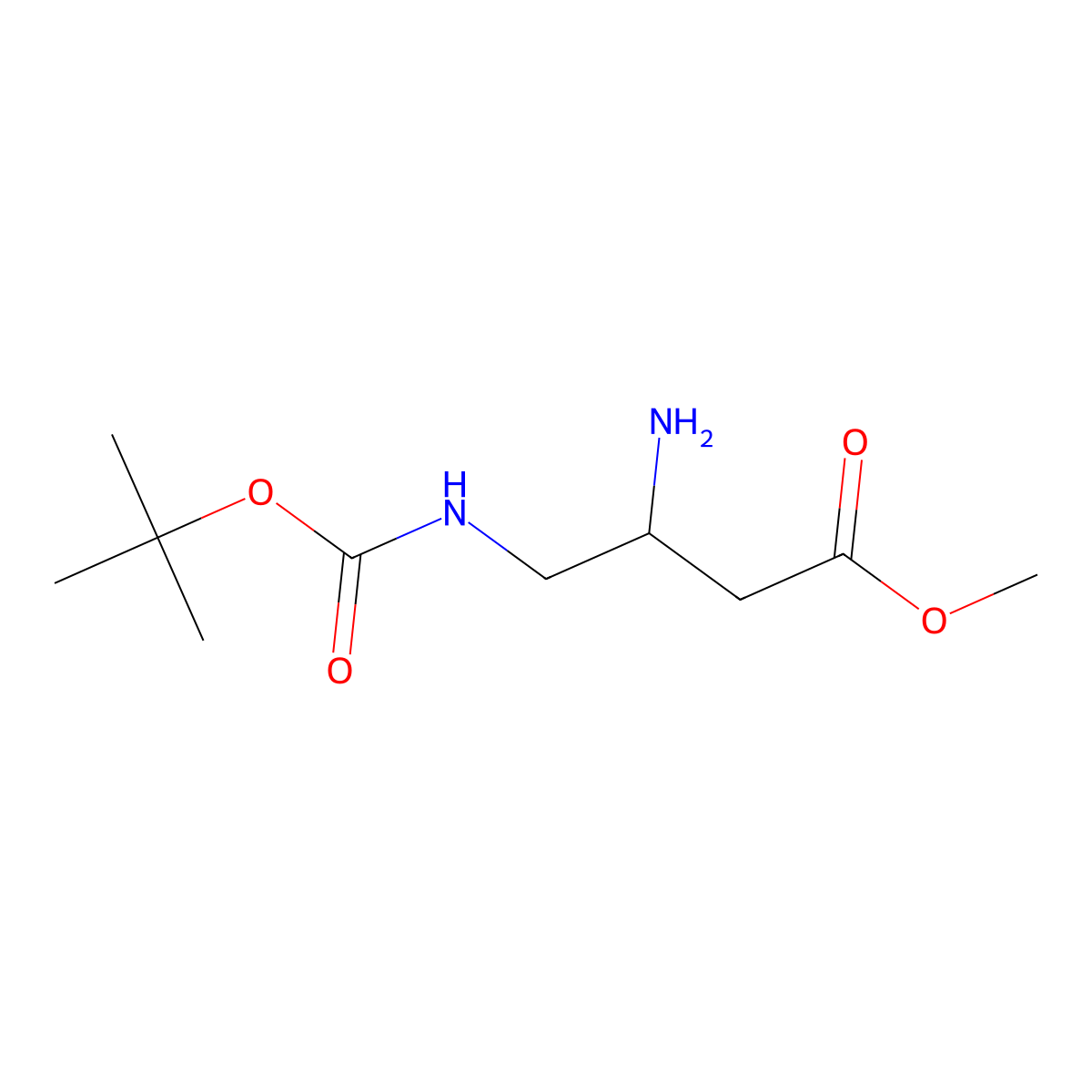 Methyl 3-amino-4-[(tert-butoxy)carbonylamino]butanoate molecular structure, CAS 1391209-85-0