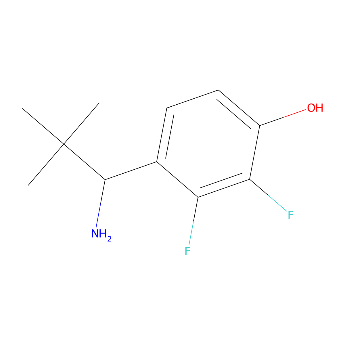 4-(1-Amino-2,2-dimethylpropyl)-2,3-difluorophenol molecular structure, CAS 1391214-97-3