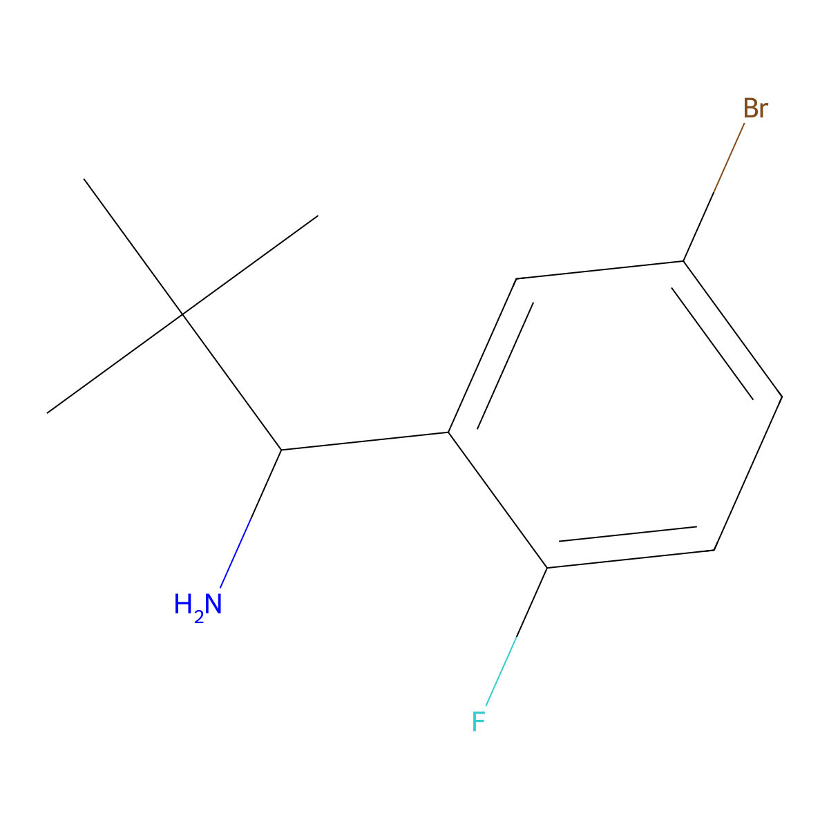 1-(5-Bromo-2-fluorophenyl)-2,2-dimethylpropan-1-amine molecular structure, CAS 1391216-43-5