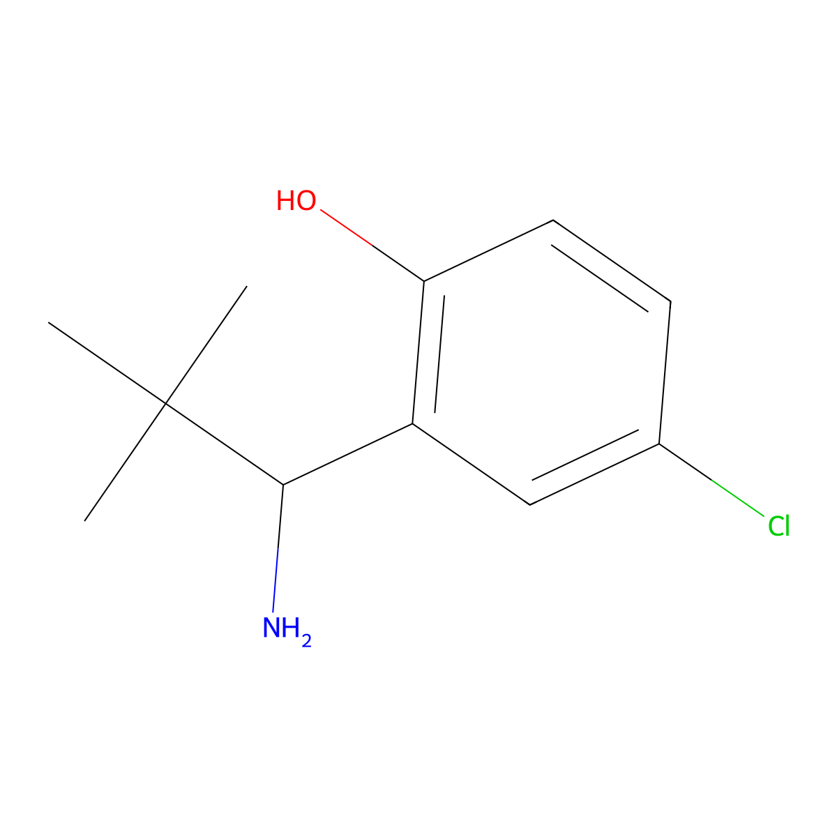 2-(1-Amino-2,2-dimethylpropyl)-4-chlorophenol molecular structure, CAS 1391217-42-7