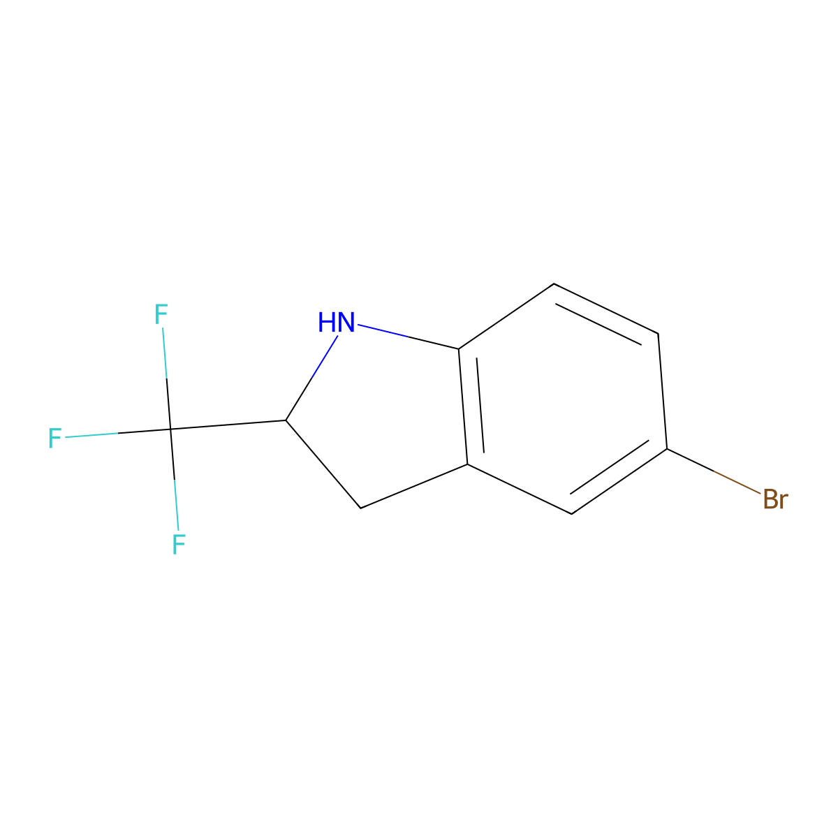 5-bromo-2-(trifluoromethyl)-2,3-dihydro-1H-indole molecular structure, CAS 1391226-48-4
