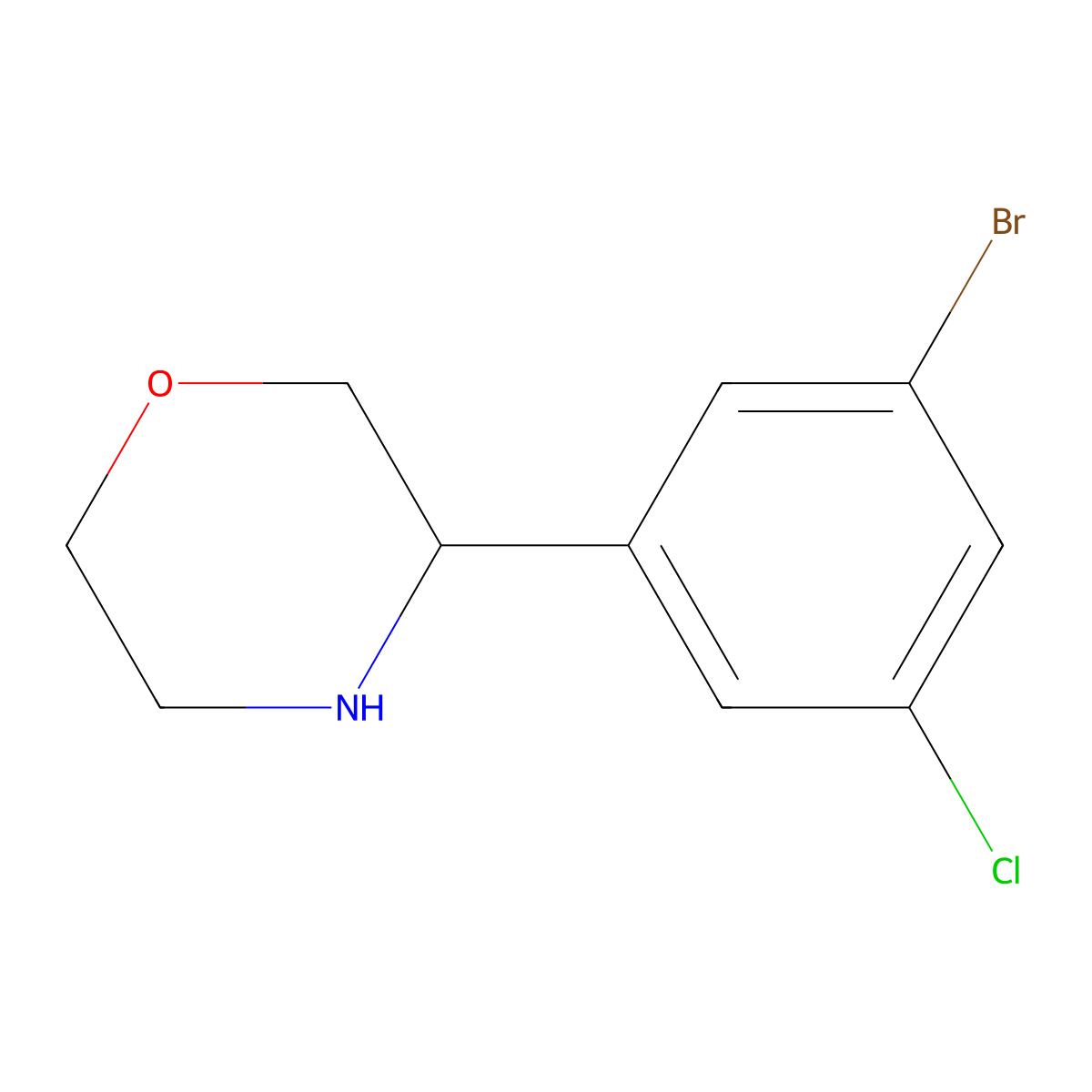 3-(3-Bromo-5-chlorophenyl)morpholine molecular structure, CAS 1391236-51-3