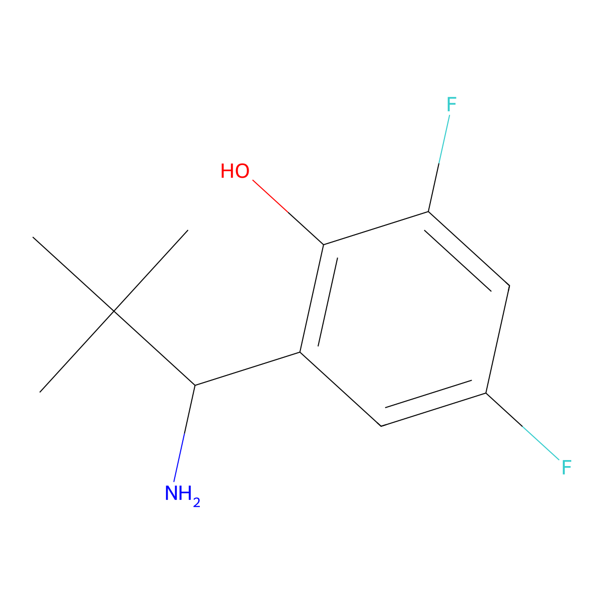 2-(1-Amino-2,2-dimethylpropyl)-4,6-difluorophenol molecular structure, CAS 1391253-09-0