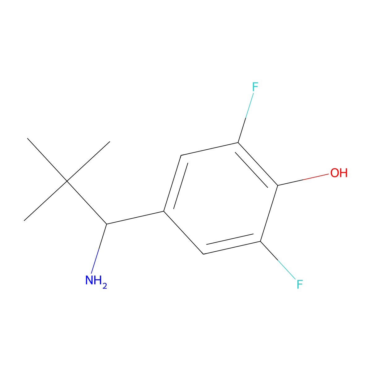 4-(1-Amino-2,2-dimethylpropyl)-2,6-difluorophenol molecular structure, CAS 1391267-74-5