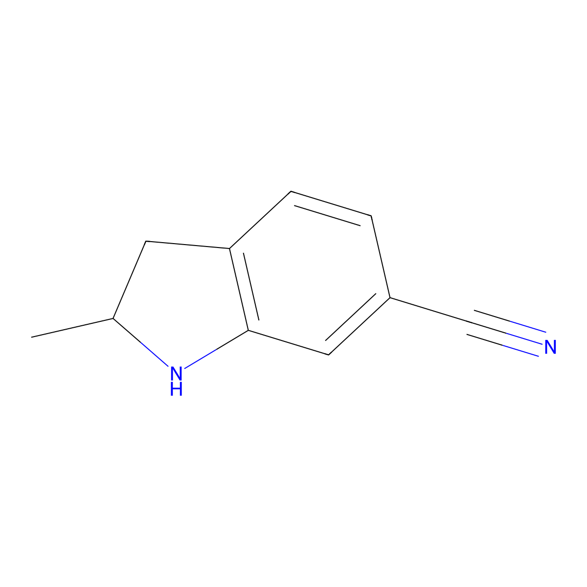 2-methyl-2,3-dihydro-1H-indole-6-carbonitrile molecular structure, CAS 1391291-50-1