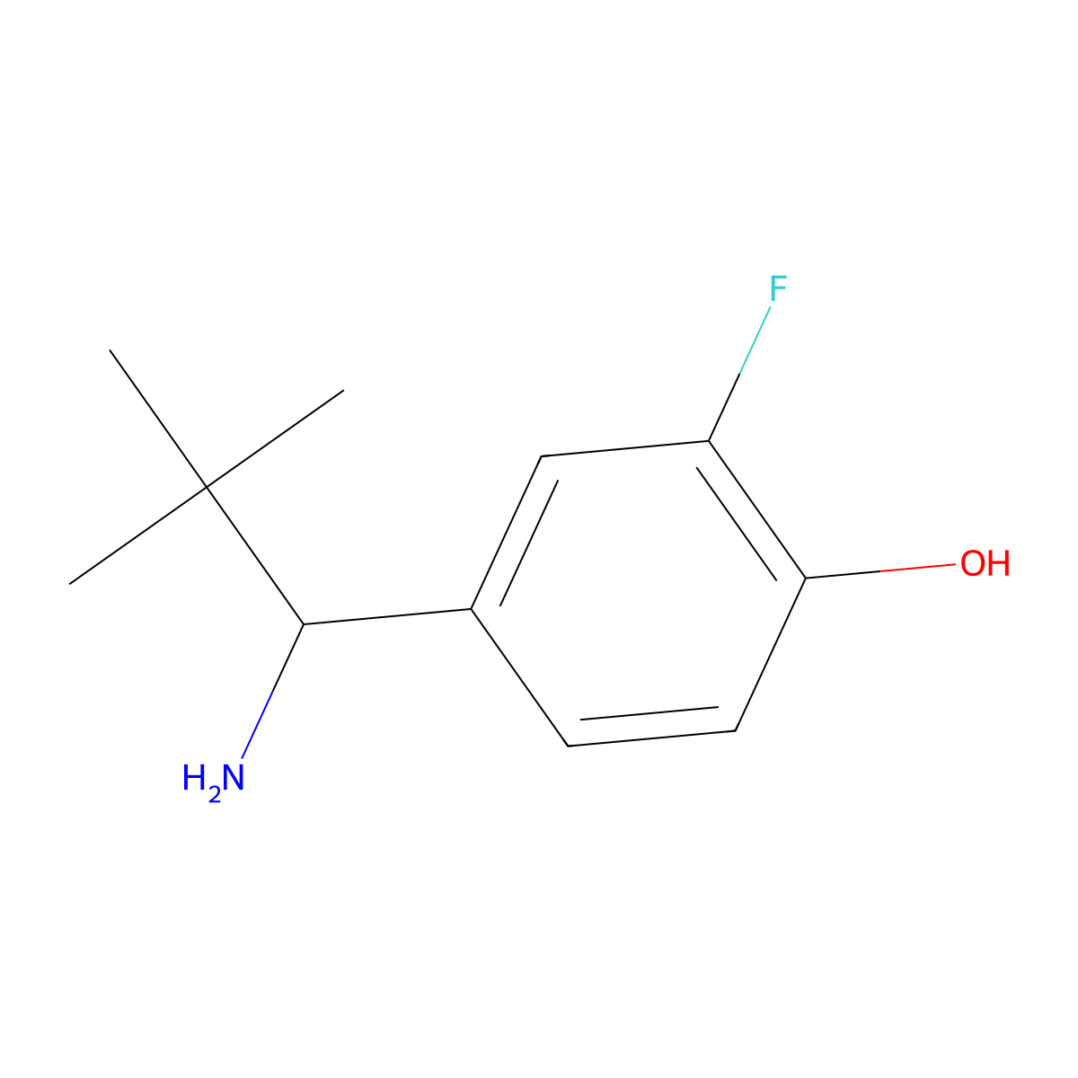 4-(1-Amino-2,2-dimethylpropyl)-2-fluorophenol molecular structure, CAS 1391295-26-3