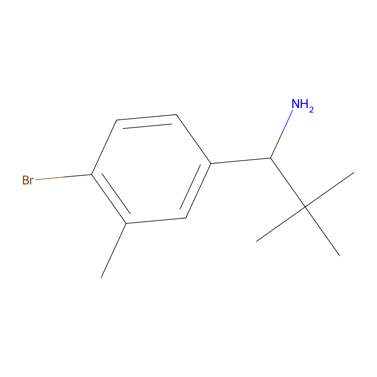 1-(4-Bromo-3-methylphenyl)-2,2-dimethylpropan-1-amine molecular structure, CAS 1391298-84-2