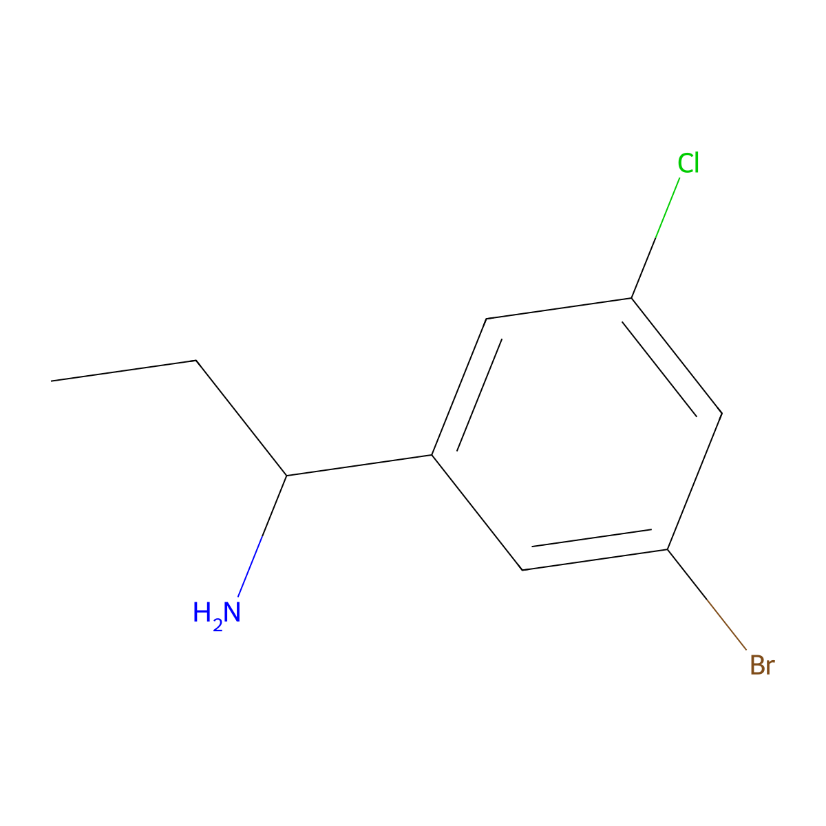 1-(5-Bromo-3-chlorophenyl)propylamine molecular structure, CAS 1391299-00-5