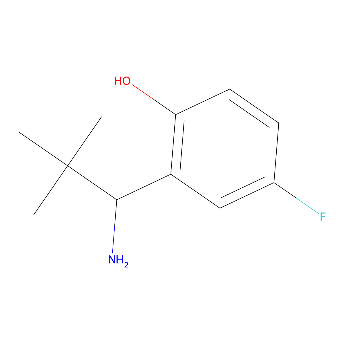 2-(1-Amino-2,2-dimethylpropyl)-4-fluorophenol molecular structure, CAS 1391299-27-6