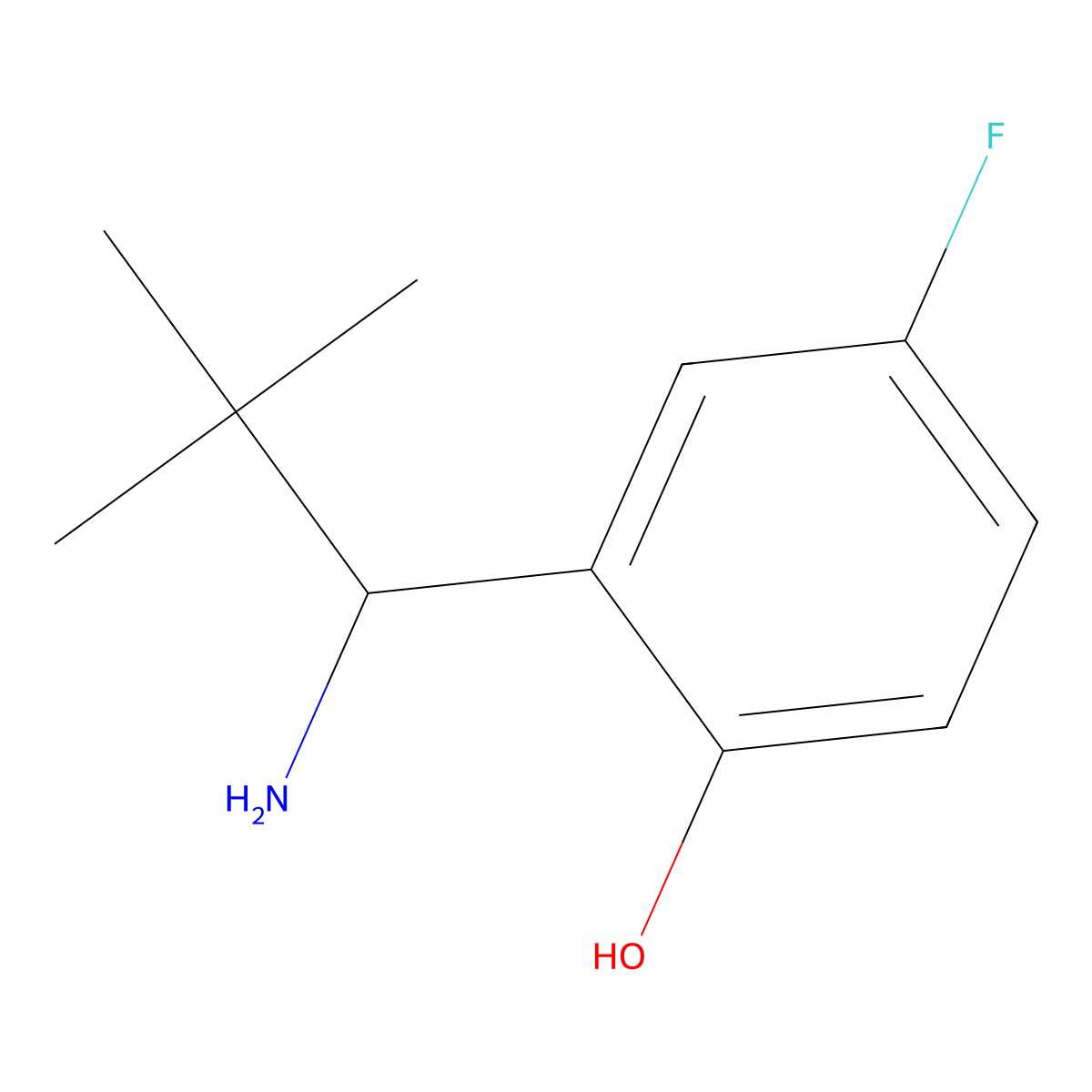 2-(1-Amino-2,2-dimethylpropyl)-4-fluorophenol molecular structure, CAS 1391299-27-6